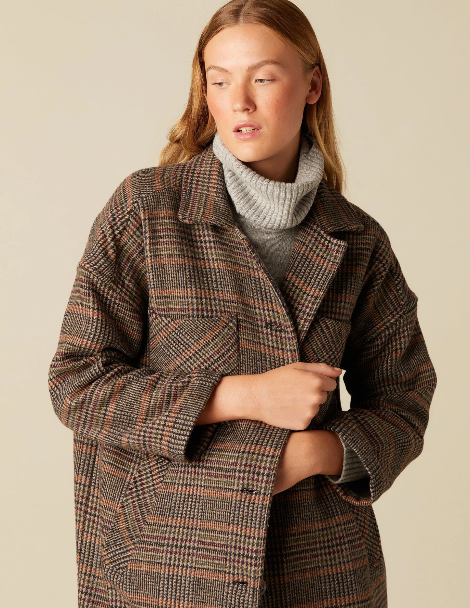 Discount NÍCOLI ABRIGO CUADROS MULTICOLOR Marrones