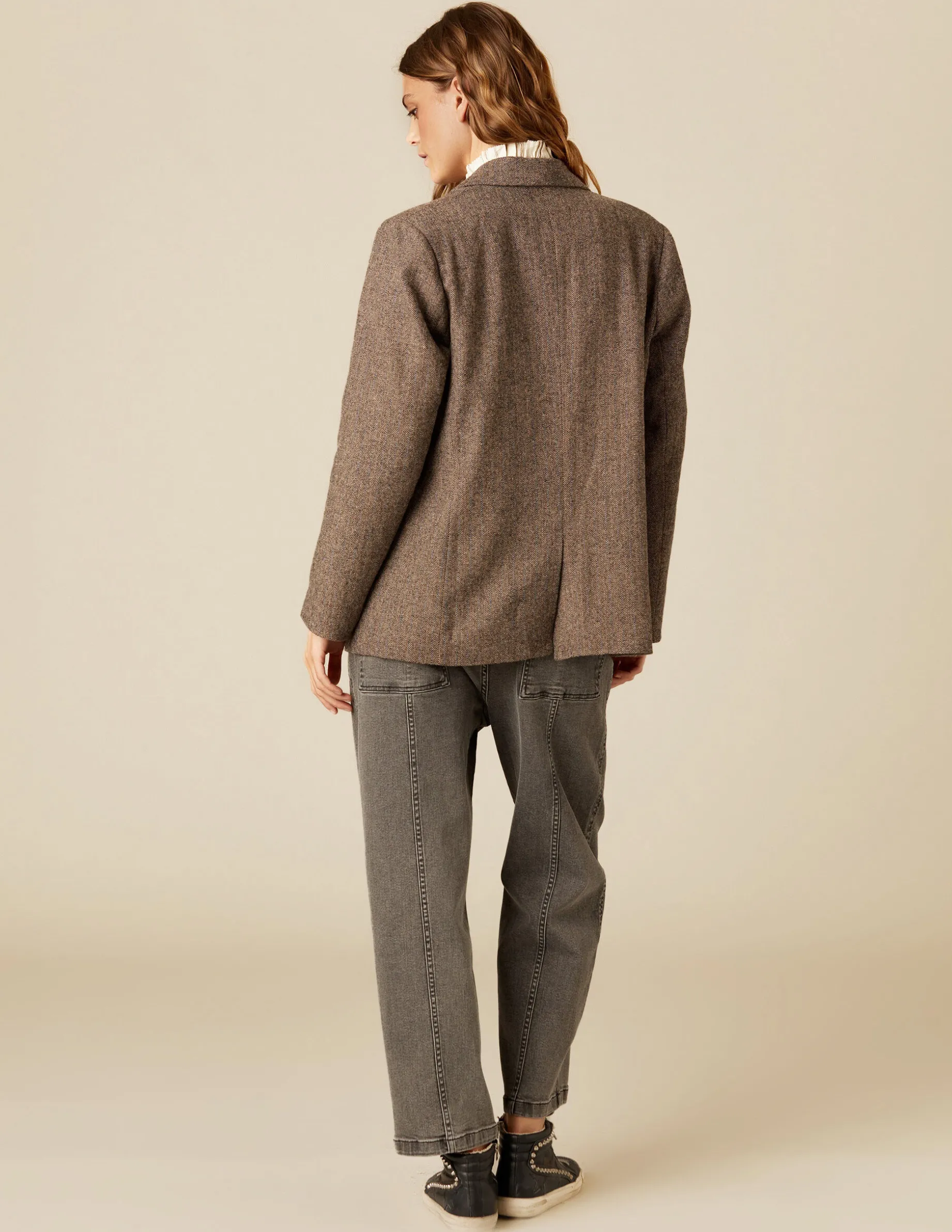 Best Sale NÍCOLI BLAZER ESPIGA MARRÓN RAYA AZUL Marrones