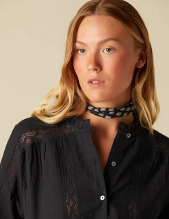 Sale NÍCOLI CAMISA ANTRACITA TIRA ENCAJE Grisesantracitas