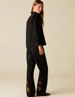 Fashion NÍCOLI CAMISA BORDADO FLOR Negros