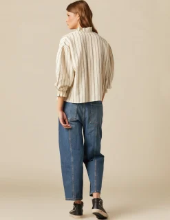 Fashion NÍCOLI CAMISA CRUDA RAYA AZUL LUREX Azules