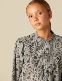 Fashion NÍCOLI CAMISA FLOR HOJA AZUL Azulesclaros