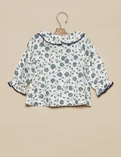 Fashion NÍCOLI CAMISA FLOR PESPUNTE AZUL Azules