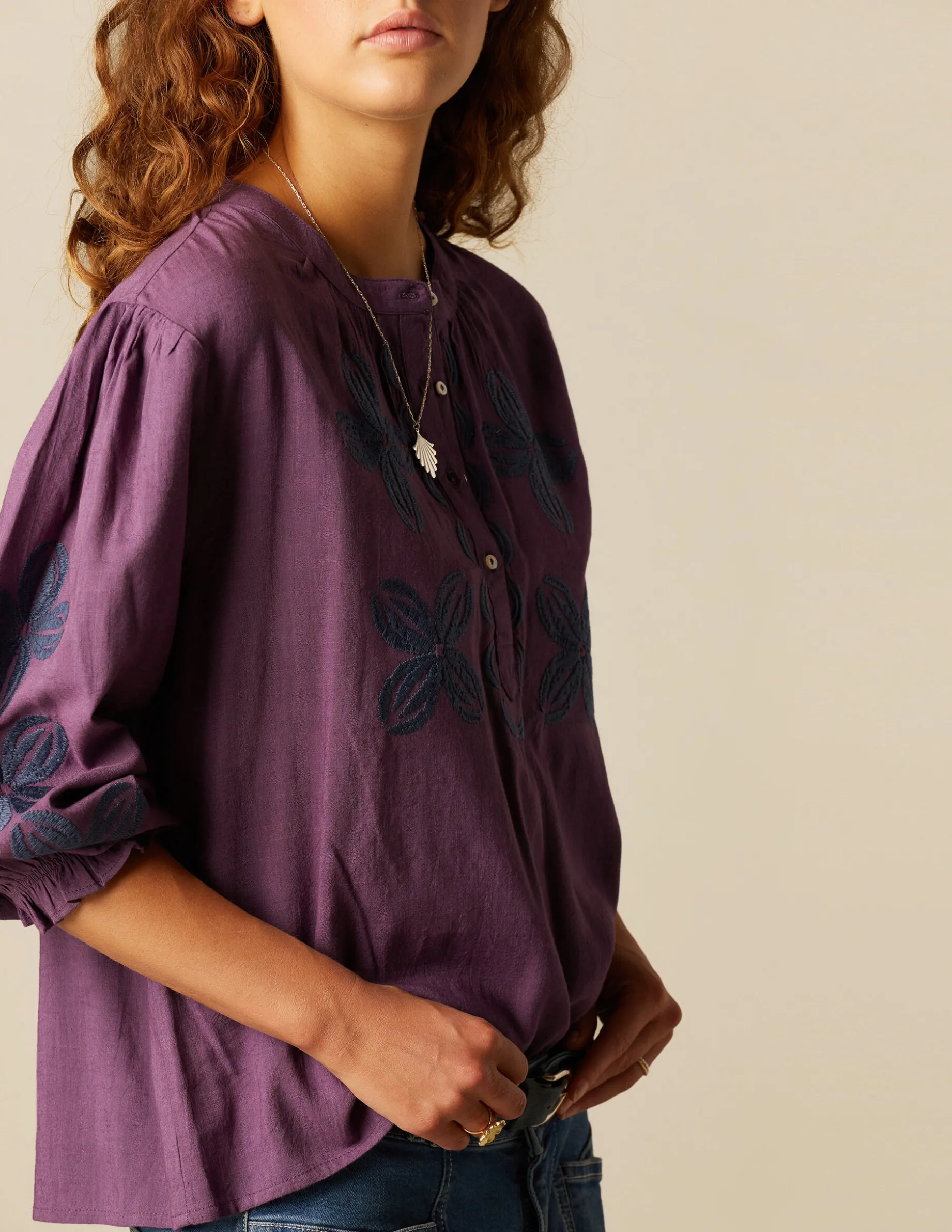 Discount NÍCOLI CAMISA MORA BORDADO FLOR Morados