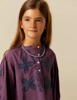 Fashion NÍCOLI CAMISA MORA BORDADO FLOR Morados