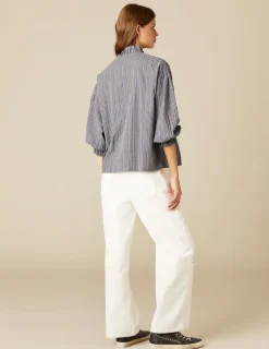 Discount NÍCOLI CAMISA RAYA AZUL LUREX Azulvaquero