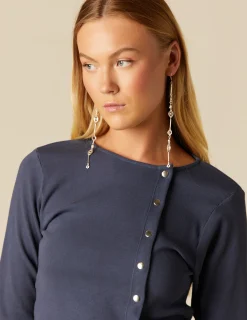 Cheap NÍCOLI CAMISETA BOTONES LATERALES AZUL Azulesoscuros