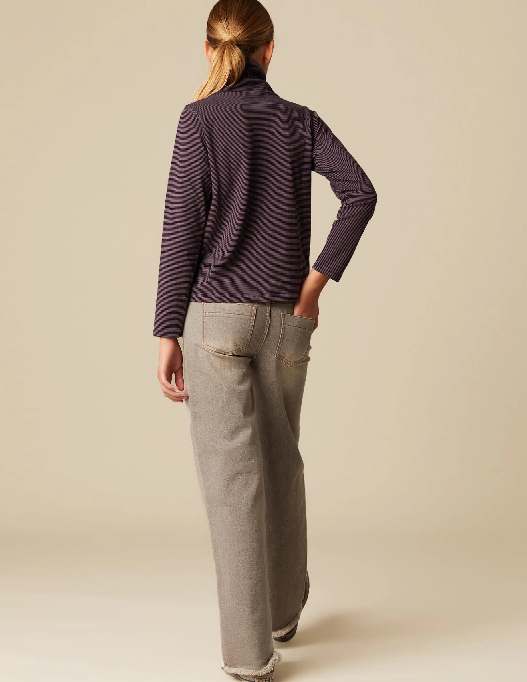 Online NÍCOLI CAMISETA SOLIDARIA CUELLO VUELTO RAYA MORA Morados