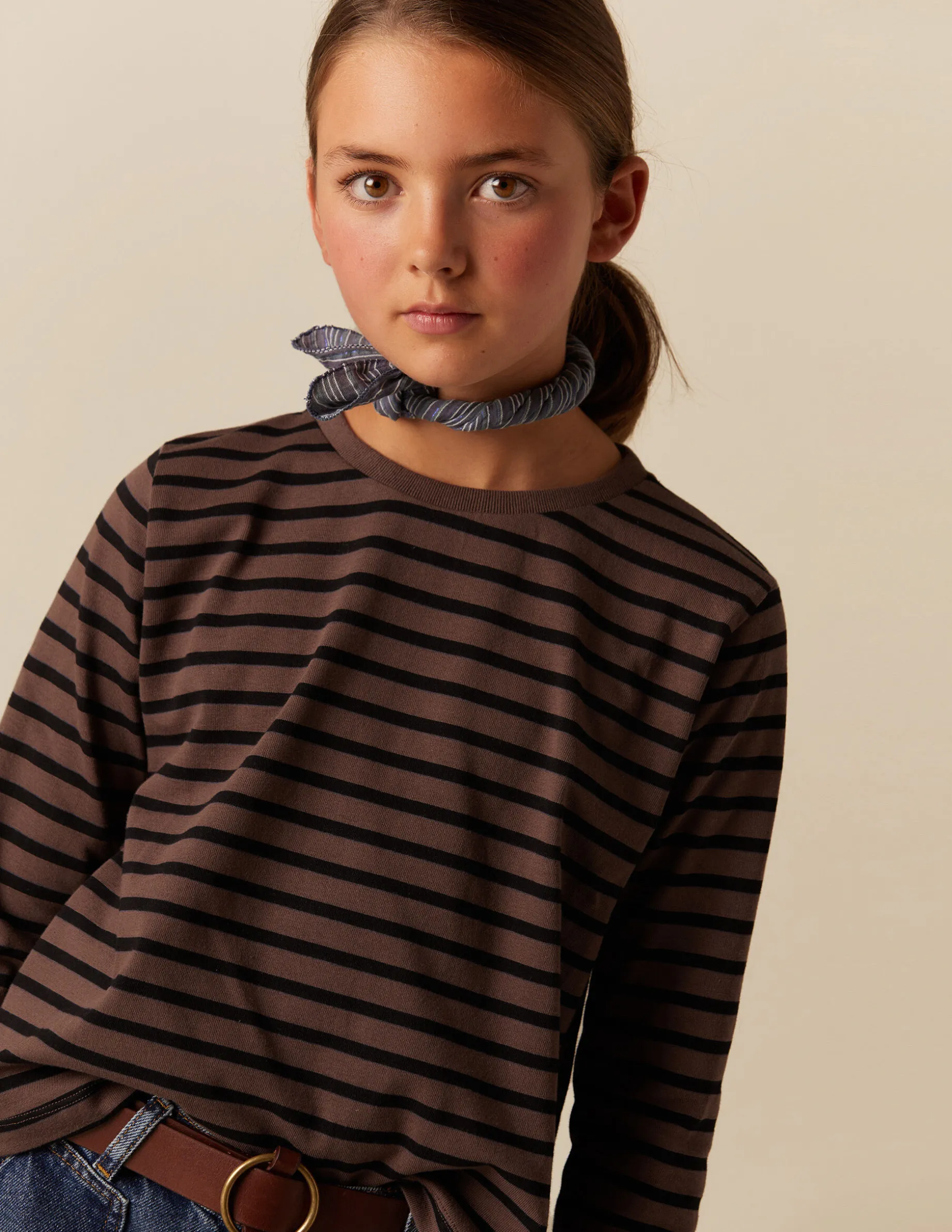 New NÍCOLI CAMISETA SOLIDARIA RAYA GRANDE MARRÓN Marrones