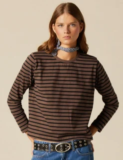 Hot NÍCOLI CAMISETA SOLIDARIA RAYAS MARRÓN Marrones