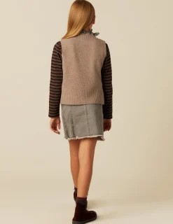 Best Sale NÍCOLI CHALECO CUELLO REDONDO MARRÓN JASPEADO Marrones