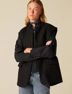 Hot NÍCOLI CHALECO OVERSIZE RAYA Azulesoscuros