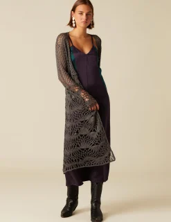 Discount NÍCOLI CHAQUETA LARGA PUNTO GRIS Grisesantracitas