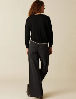 Store NÍCOLI CHAQUETA PUNTO RIBETE DORADO Negros