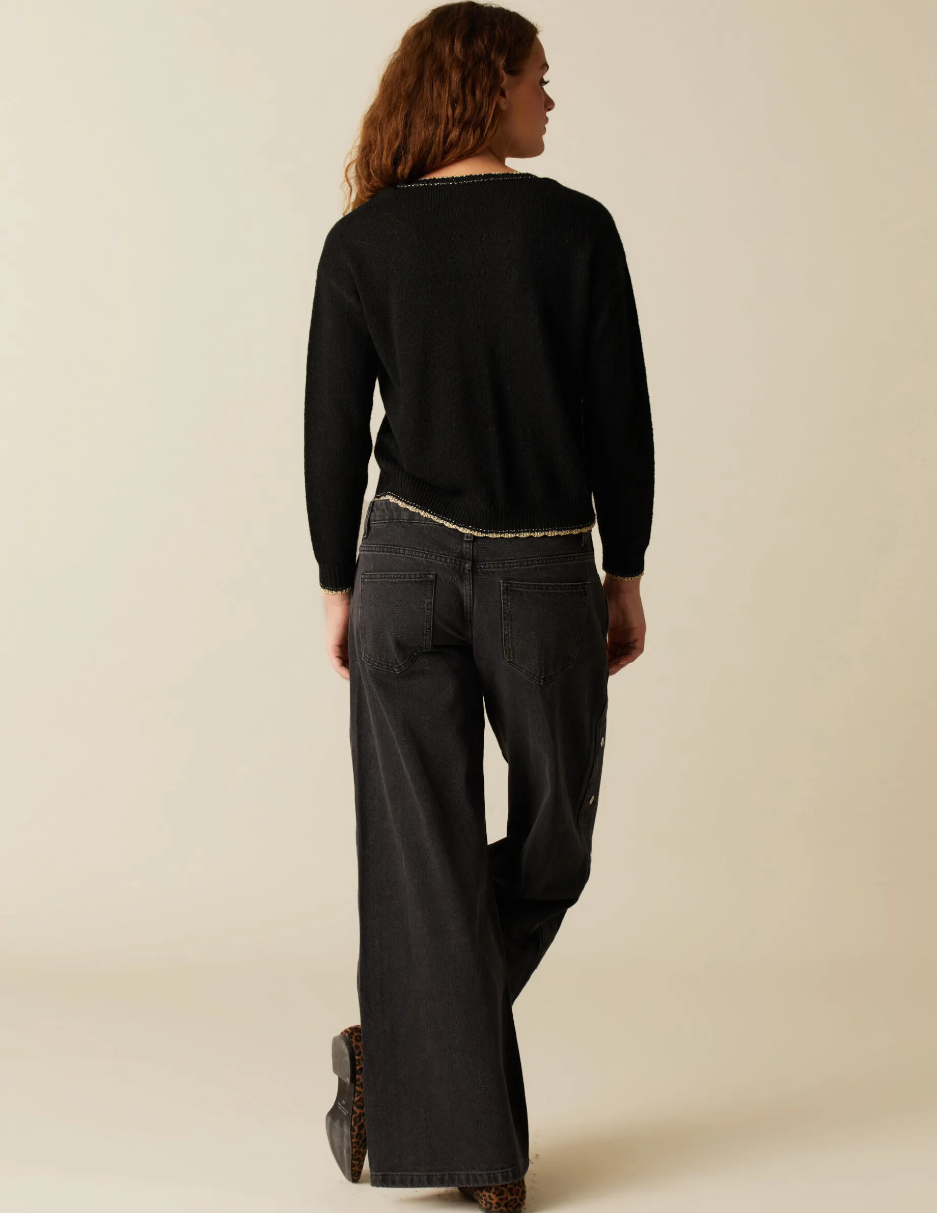 Store NÍCOLI CHAQUETA PUNTO RIBETE DORADO Negros