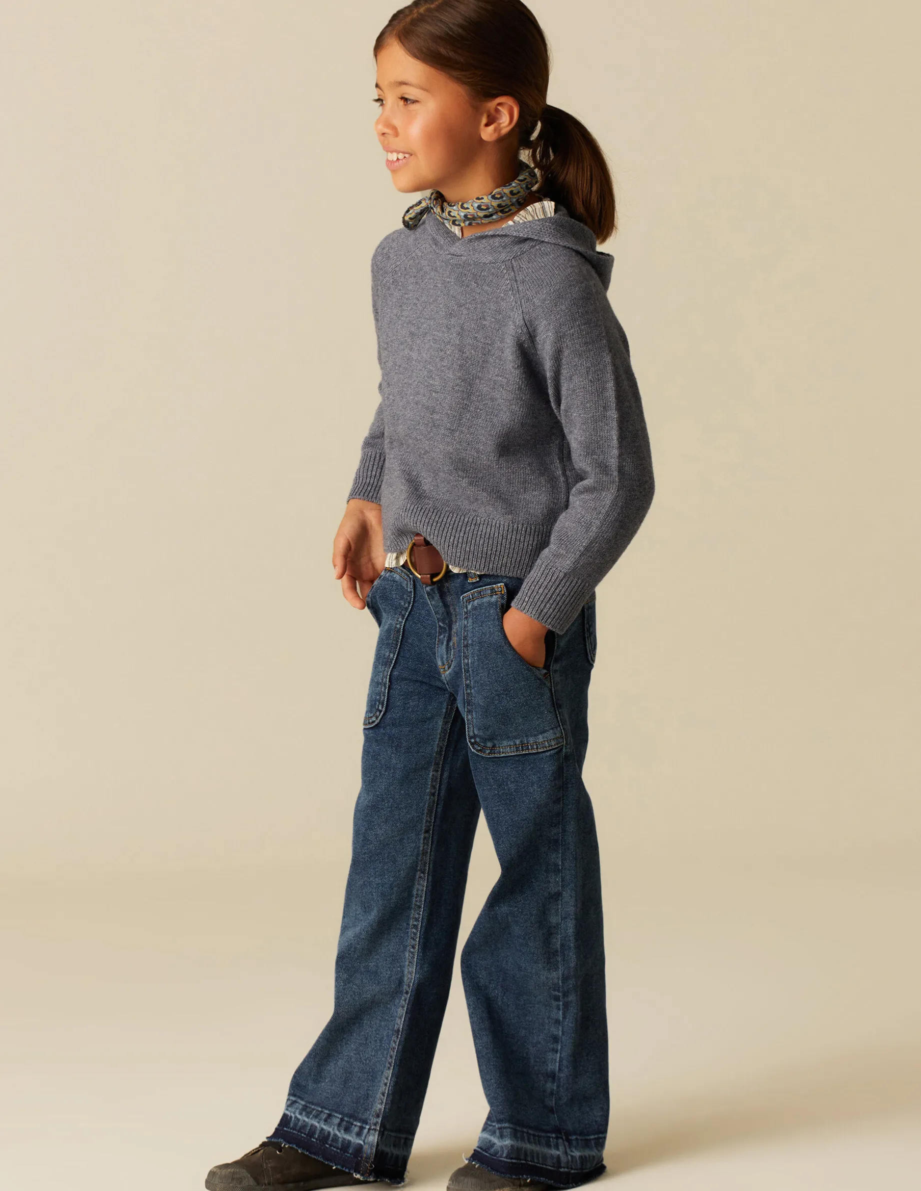 Shop NÍCOLI JERSEY AZUL JASPEADO CAPUCHA Azules