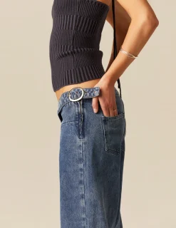 Flash Sale NÍCOLI PANTALÓN AZUL HEBILLAS CINTURA Azulvaquero