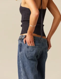 Flash Sale NÍCOLI PANTALÓN AZUL HEBILLAS CINTURA Azulvaquero