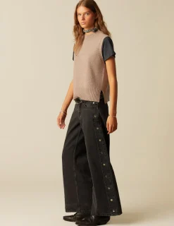 Outlet NÍCOLI PANTALÓN BOTONES LATERALES ANTRACITA Grisesantracitas