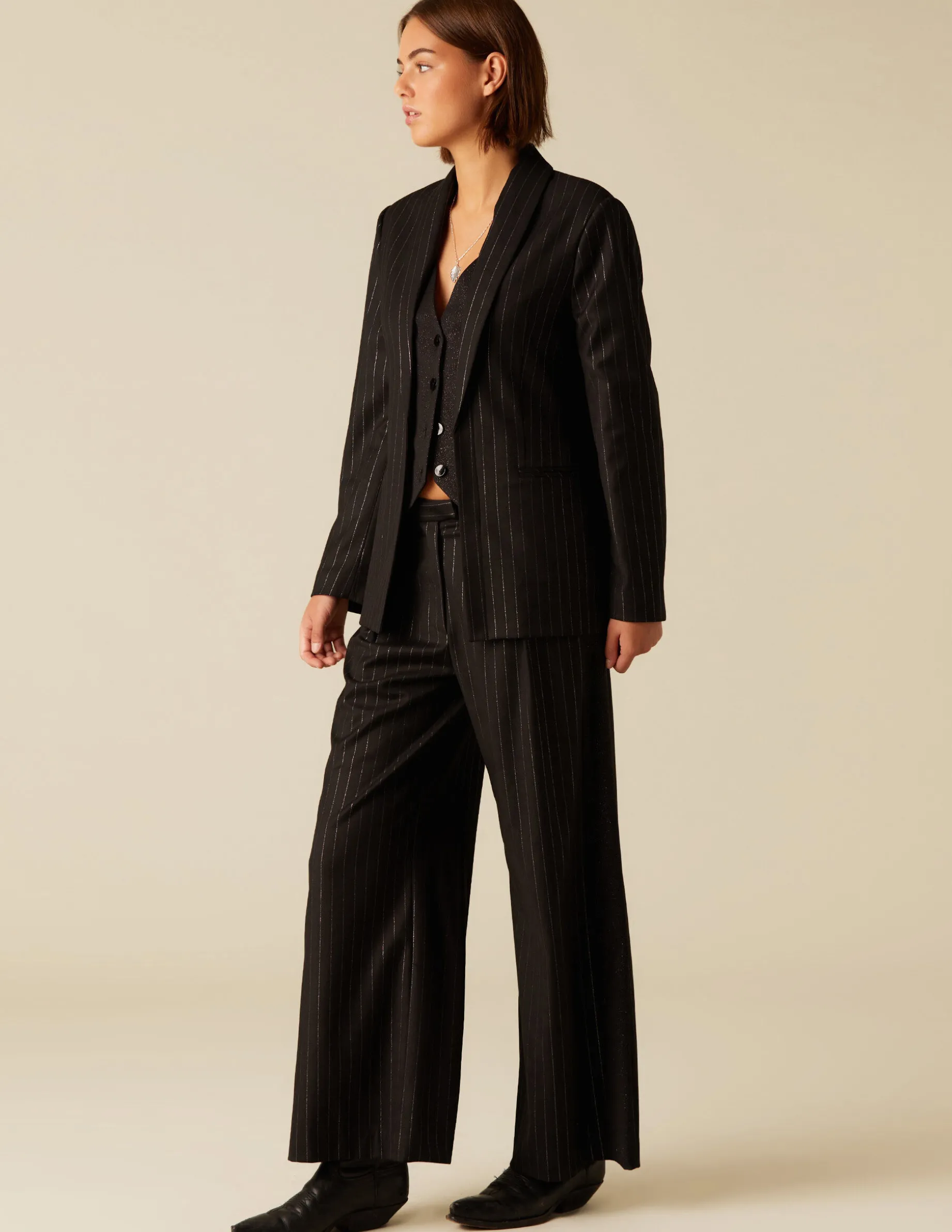 Discount NÍCOLI PANTALÓN DOBLE RAYA BRILO Negros