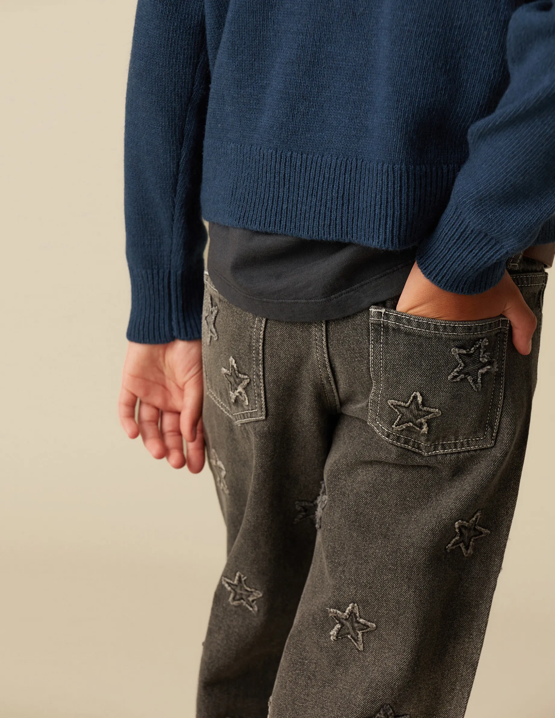 Hot NÍCOLI PANTALÓN ESTRELLAS PARCHES GRIS Grises