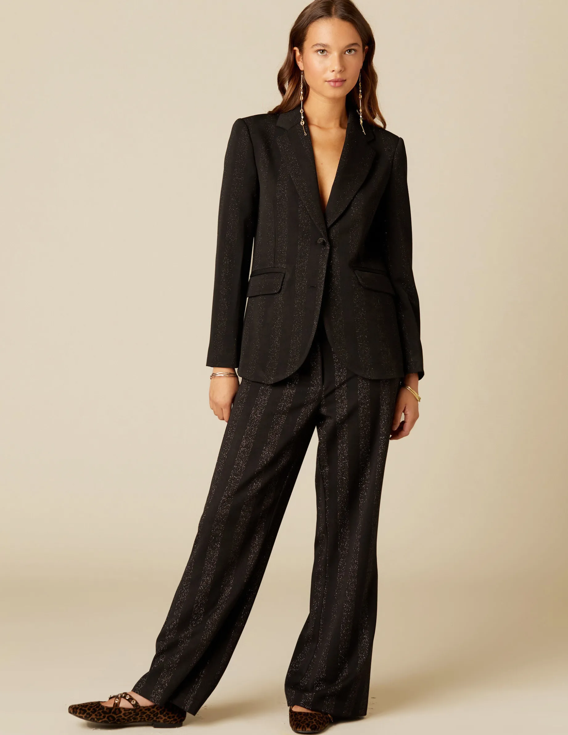 Cheap NÍCOLI PANTALÓN NEGRO RAYA BRILLO Negros