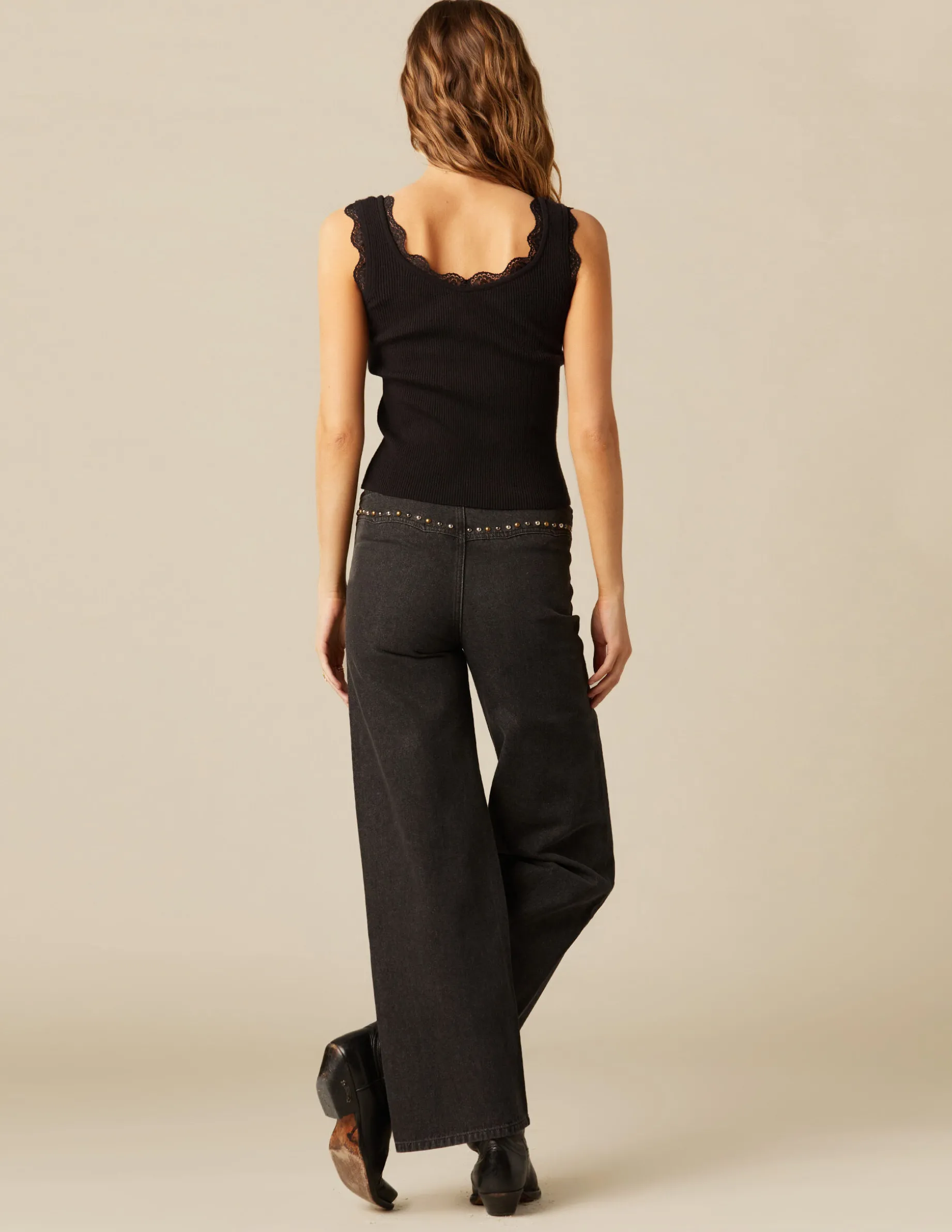 Clearance NÍCOLI PANTALÓN TACHUELAS CANESÚ ANTRACITA Grisesantracitas