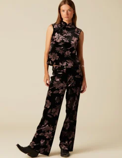 Best NÍCOLI PANTALÓN TERCIOPELO FLOR Mora