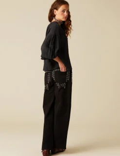 Online NÍCOLI PANTALÓN VAQUERO NEGRO MIX TACHUELAS Negros