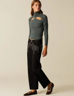 Discount NÍCOLI TOP ABERTURA ESCOTE CUELLO VUELTO VERDE Verdes