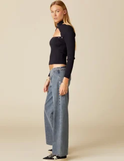 Shop NÍCOLI TOP ABERTURA ESCOTE TACHAS AZUL Azules