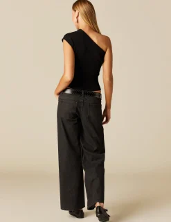 Outlet NÍCOLI TOP ASIMéTRICO CANALé NEGRO Negros