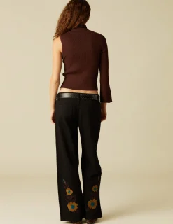 Cheap NÍCOLI TOP ASIMéTRICO CUELLO VUELTO MARRÓN Marrones