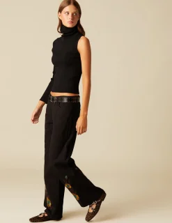 Online NÍCOLI TOP ASIMéTRICO CUELLO VUELTO NEGRO Negros