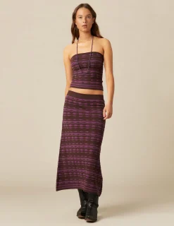 Clearance NÍCOLI TOP BICOLOR MARRÓN Y Mora