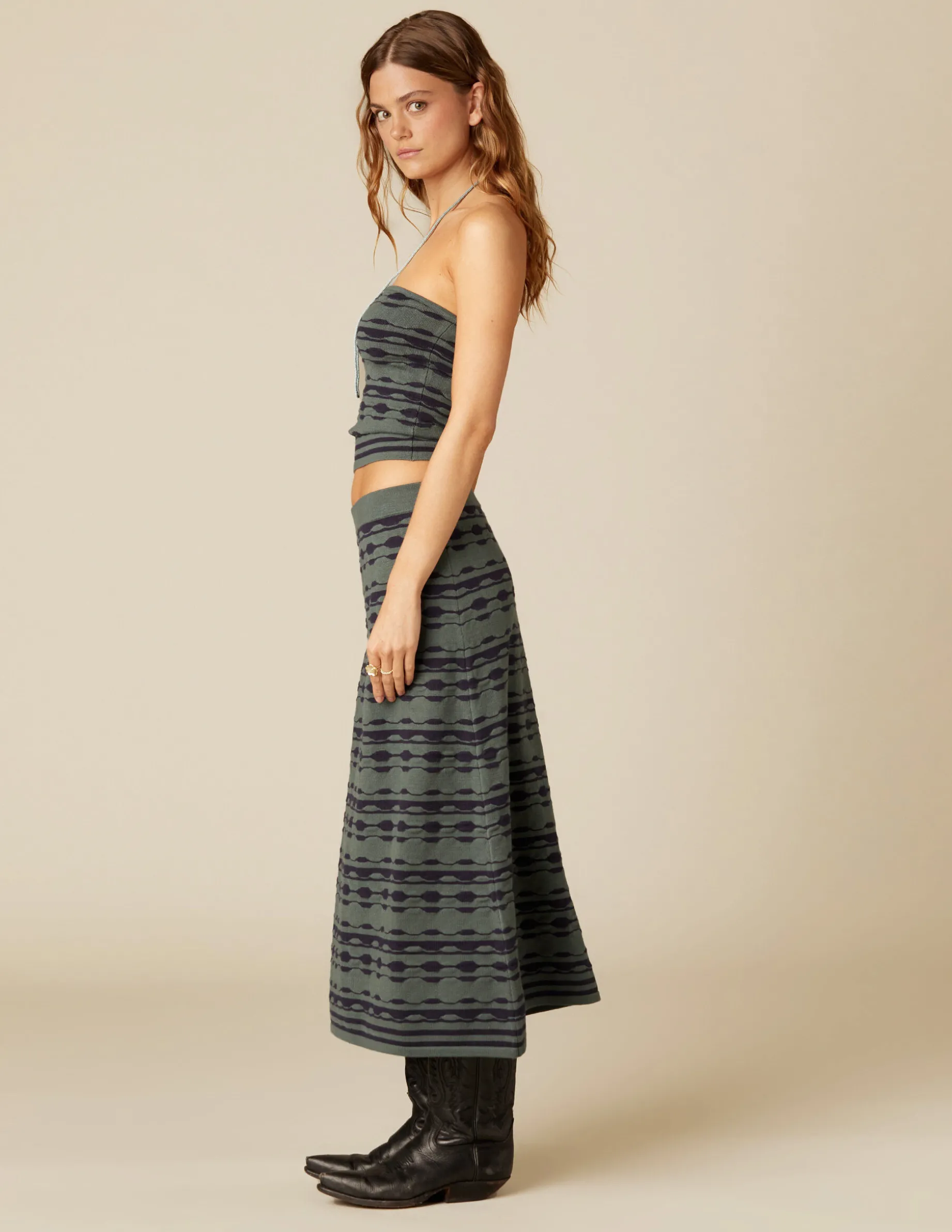 Store NÍCOLI TOP BICOLOR VERDE Y AZUL Verdebotella