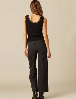 Cheap NÍCOLI TOP CANALé ENCAJE NEGRO Negros