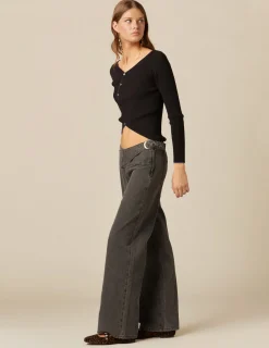 Shop NÍCOLI TOP CRUCE BOTONES NEGRO Negros