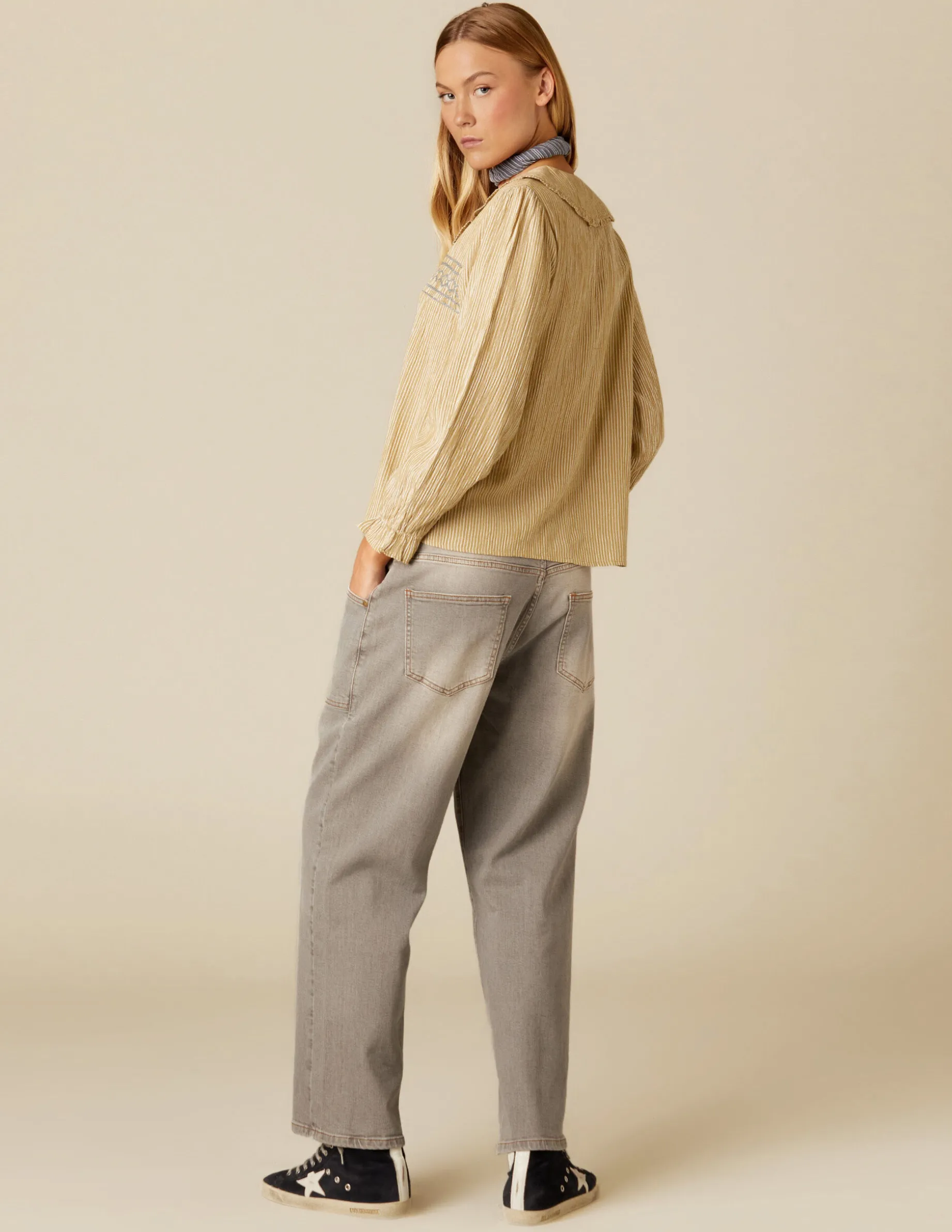 Fashion NÍCOLI VAQUERO GRIS COSTURAS Grises