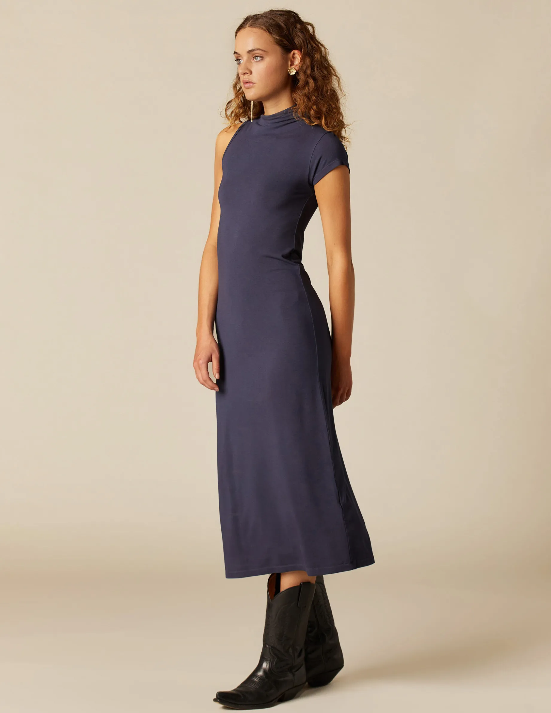 Shop NÍCOLI VESTIDO ASIMéTRICO AZUL Azulvaquero