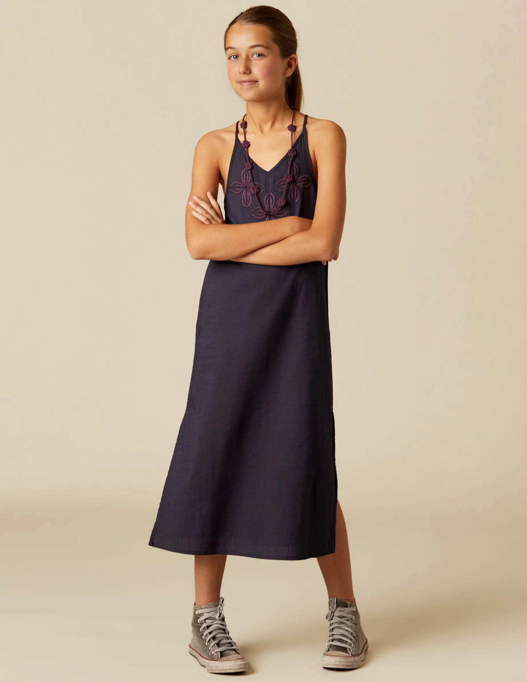 Shop NÍCOLI VESTIDO AZUL TIRANTES BORDADOS Azulesoscuros