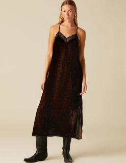 Shop NÍCOLI VESTIDO LENCERO ANIMAL PRINT Marrones