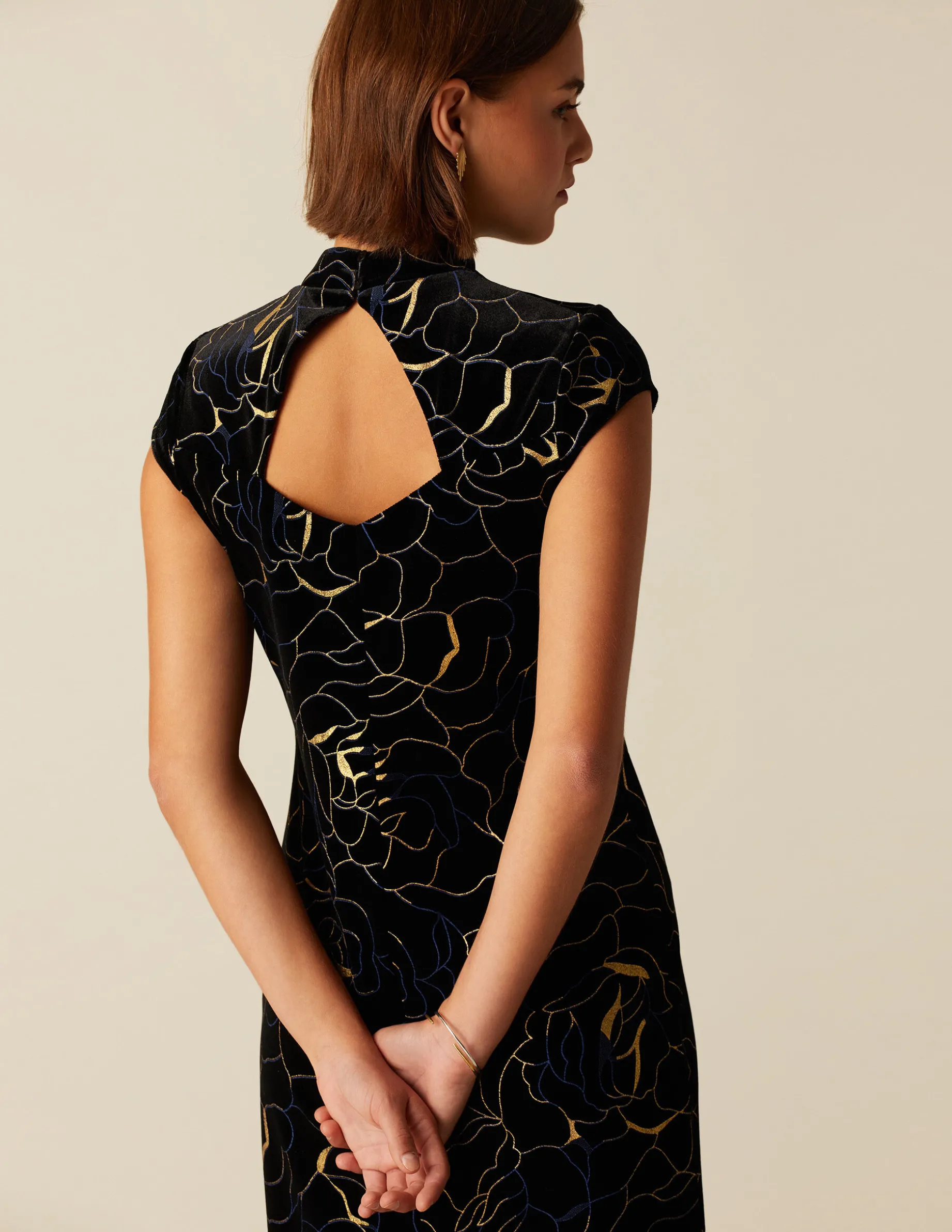 Flash Sale NÍCOLI VESTIDO TERCIOPELO FLOR AZUL/DORADO Azules