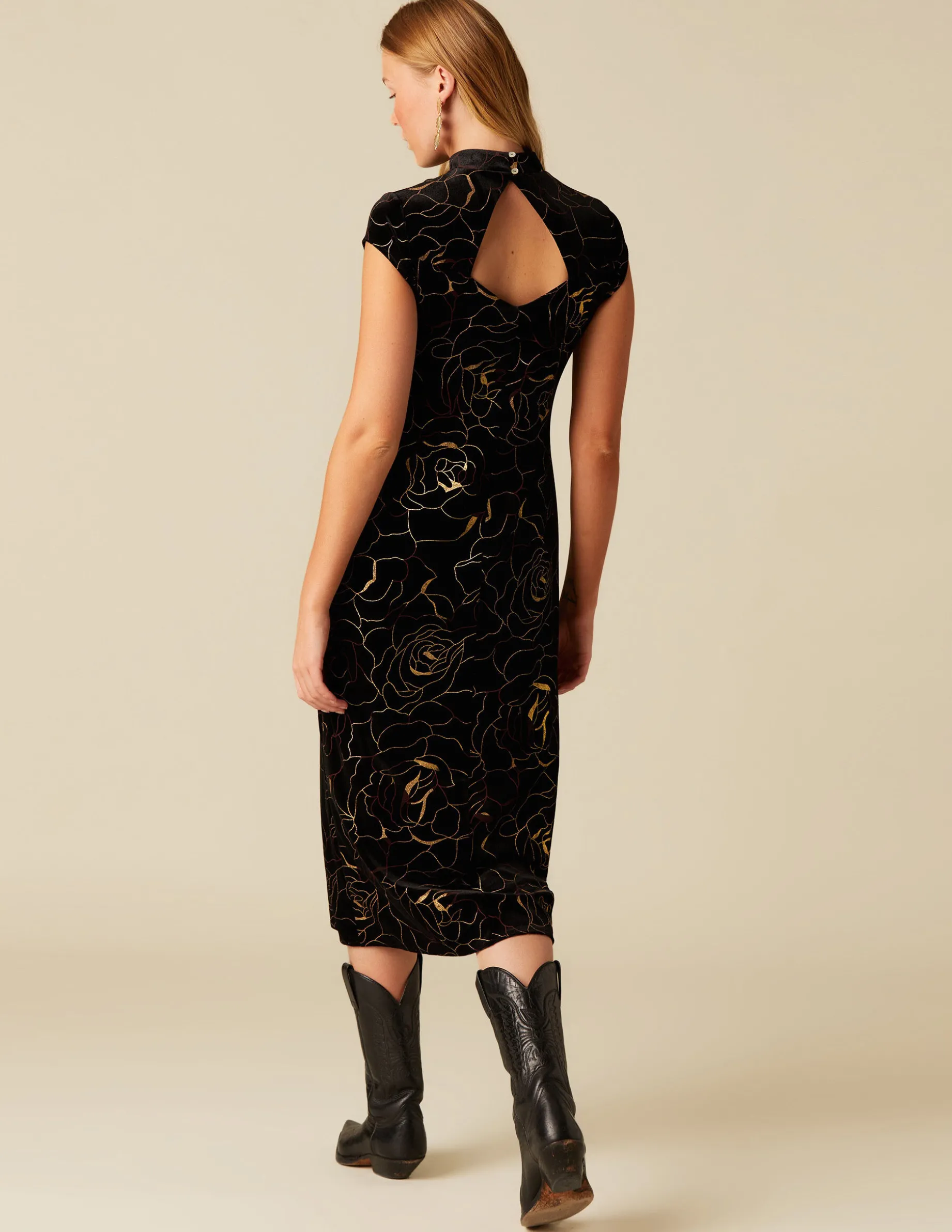 Discount NÍCOLI VESTIDO TERCIOPELO FLOR ROJO/DORADO Rojos